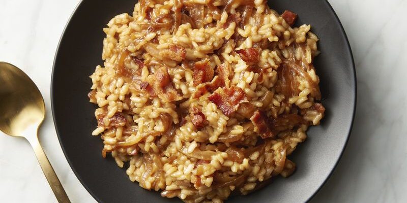 Bacon Risotto with Riverbench Rose of Pinot Noir